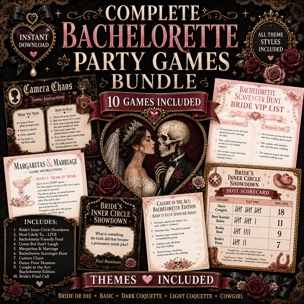 The COMPLETE Bachelorette Party - 10 GAME BUNDLE!!! - 5 Themes Per Game