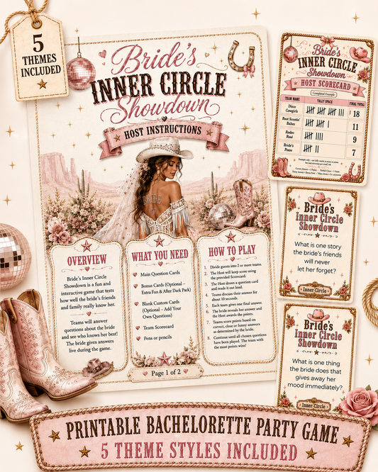 At-Home Bachelorette Party - 5 GAME BUNDLE - 5 Themes Per Game