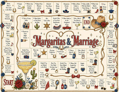 Margaritas & Marriage Board Game - Printable Bachelorette Game - 5 Different Themes