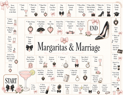 Margaritas & Marriage Board Game - Printable Bachelorette Game - 5 Different Themes