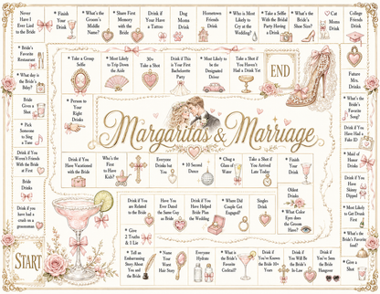 Margaritas & Marriage Board Game - Printable Bachelorette Game - 5 Different Themes