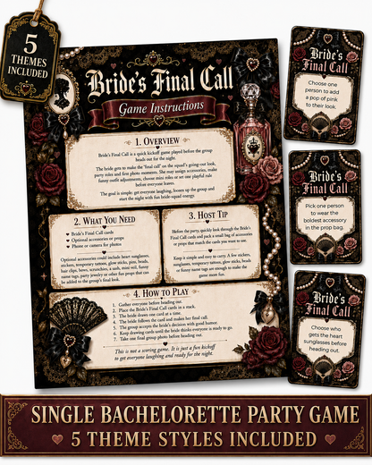 Out-on-the-Town Bachelorette Party - 5 GAME BUNDLE - 5 Themes Per Game