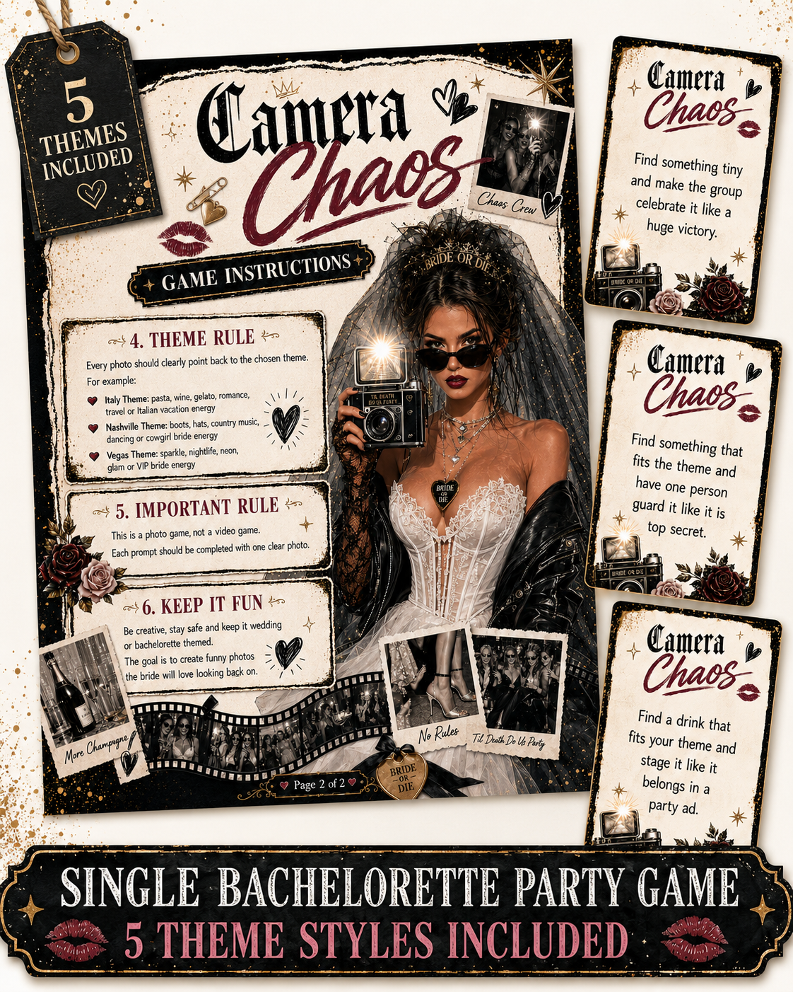 Out-on-the-Town Bachelorette Party - 5 GAME BUNDLE - 5 Themes Per Game