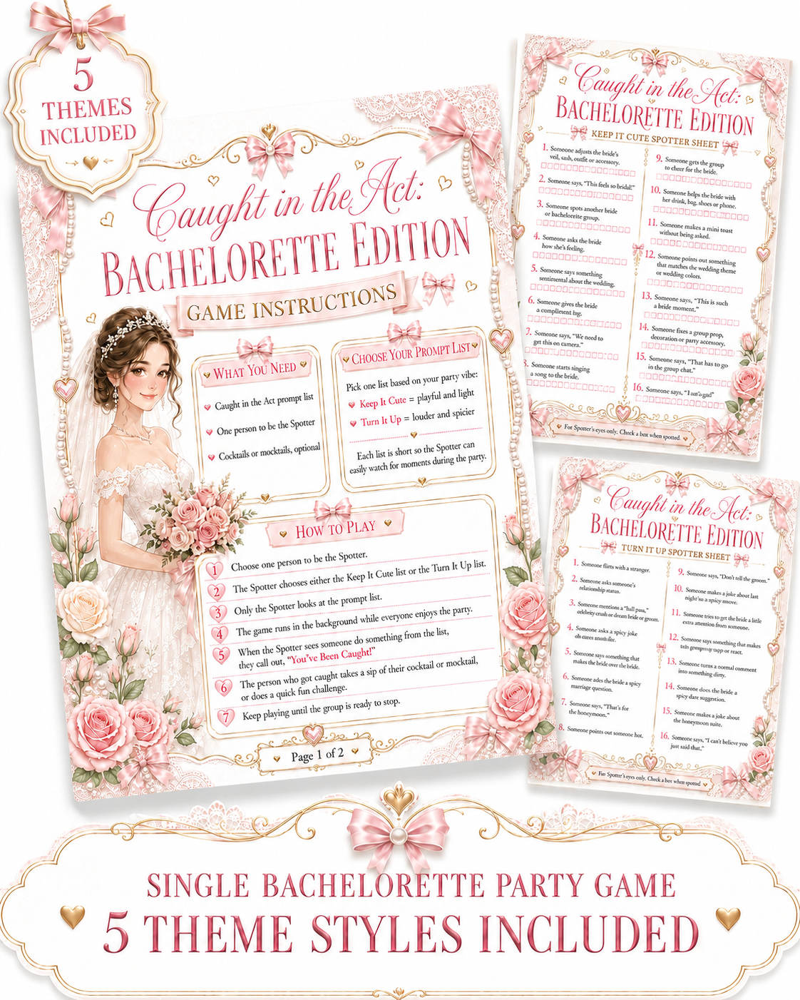 Caught in the Act Printable Game - 5 Different Themes