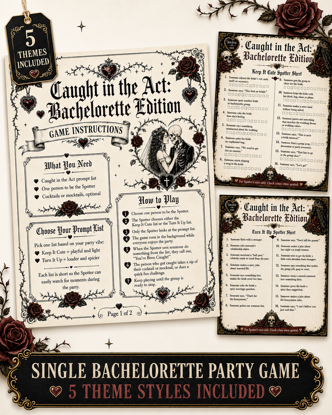 Caught in the Act Printable Game - 5 Different Themes