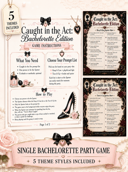 Caught in the Act Printable Game - 5 Different Themes
