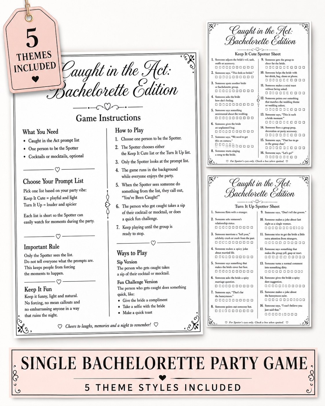 Caught in the Act Printable Game - 5 Different Themes