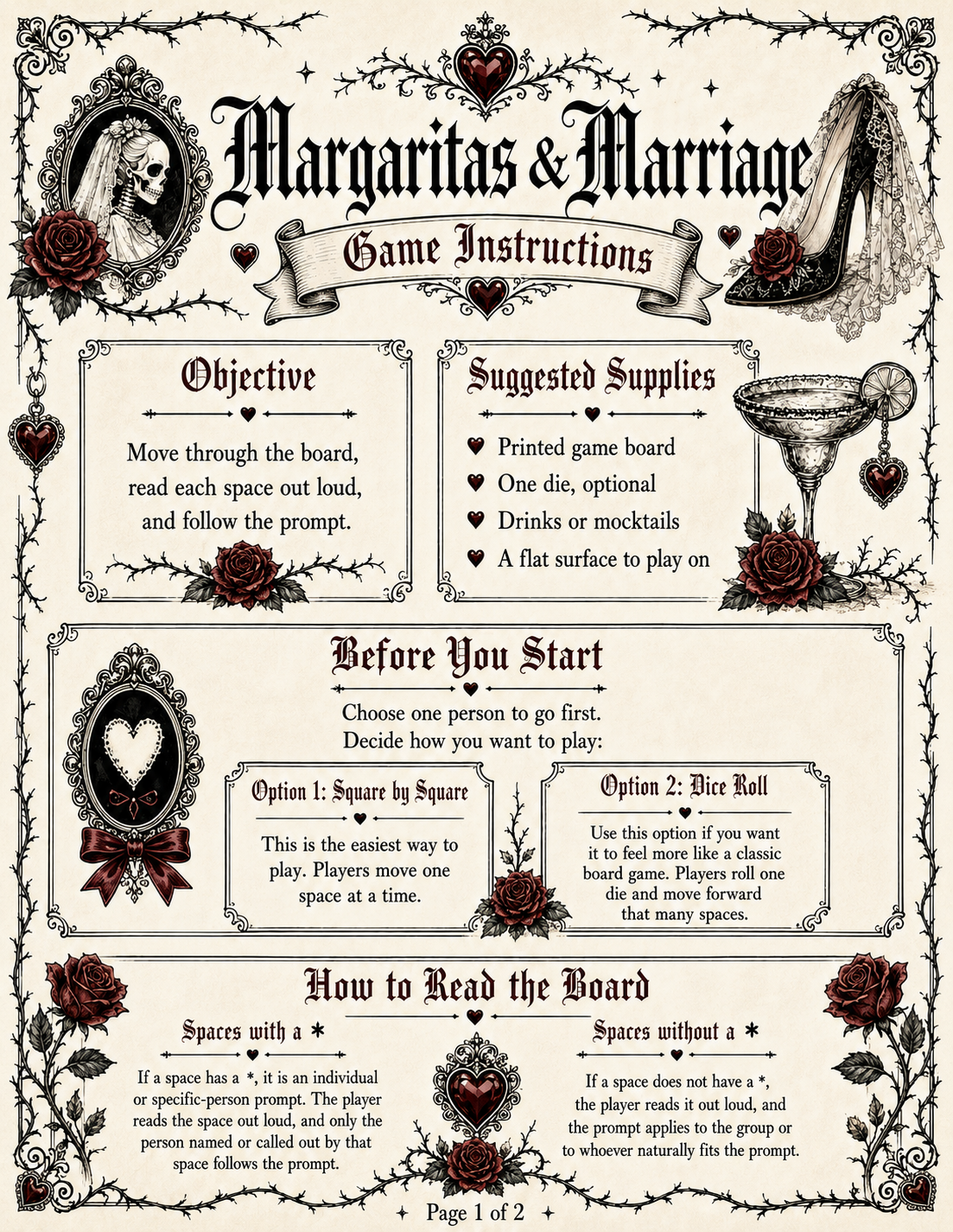 Margaritas & Marriage Board Game - Printable Bachelorette Game - 5 Different Themes