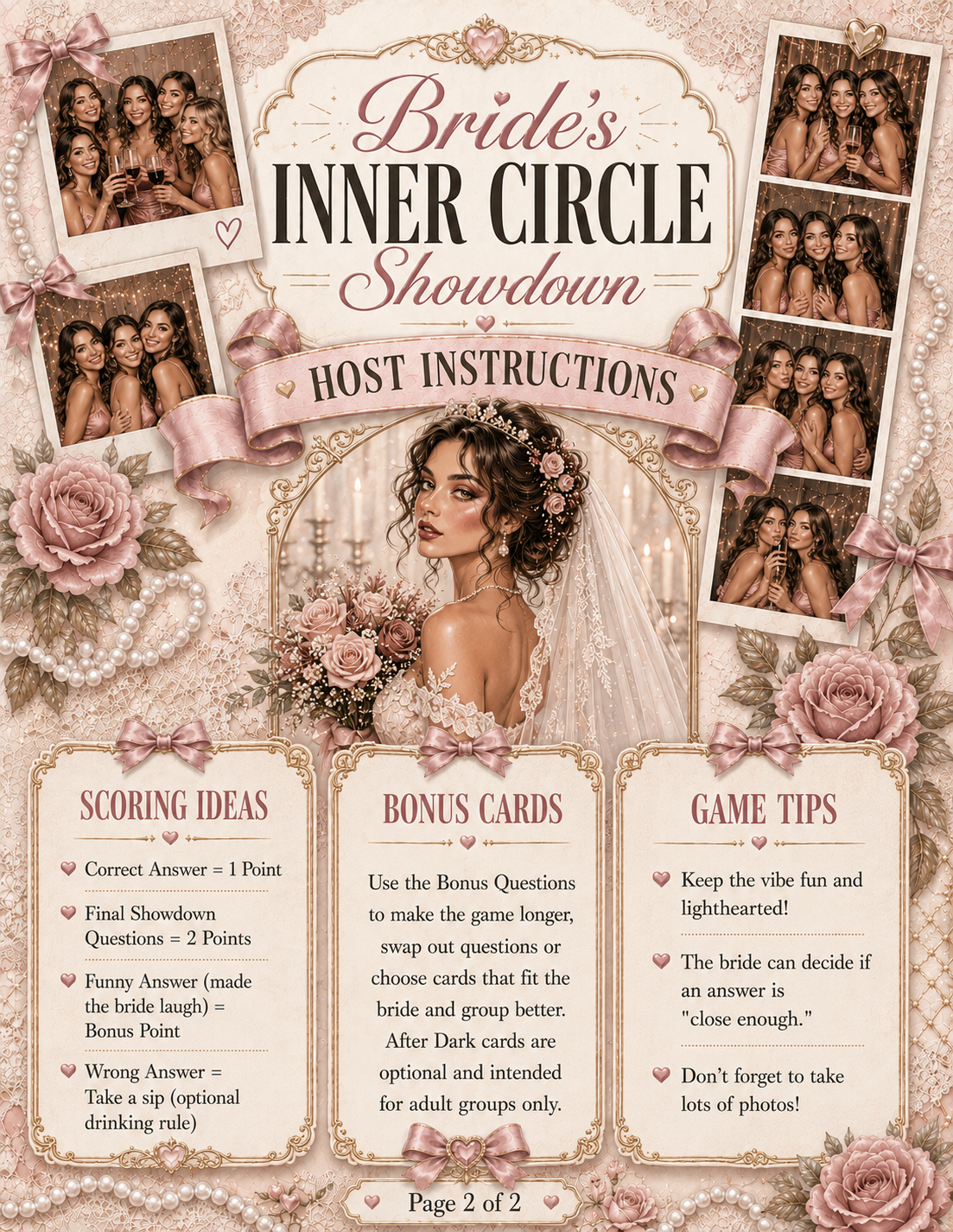 Bride’s Inner Circle Showdown Single Printable Bachelorette Game - 5 Different Themes