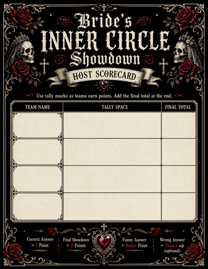 Bride’s Inner Circle Showdown Single Printable Bachelorette Game - 5 Different Themes