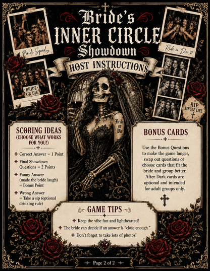 Bride’s Inner Circle Showdown Single Printable Bachelorette Game - 5 Different Themes