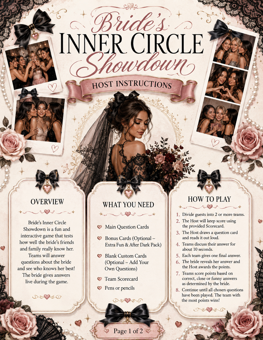 Bride’s Inner Circle Showdown Single Printable Bachelorette Game - 5 Different Themes