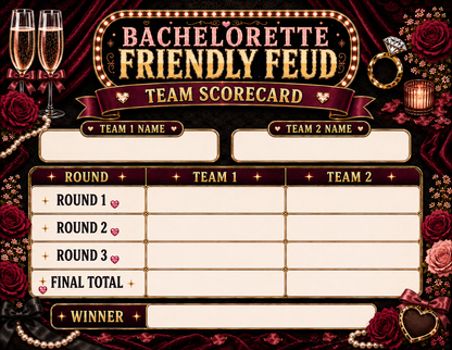 Friendly Feud Single Printable Bachelorette Game