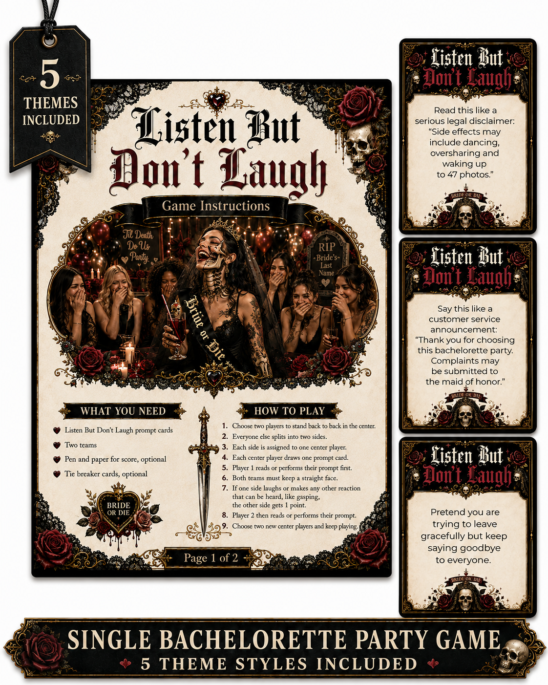 At-Home Bachelorette Party - 5 GAME BUNDLE - 5 Themes Per Game